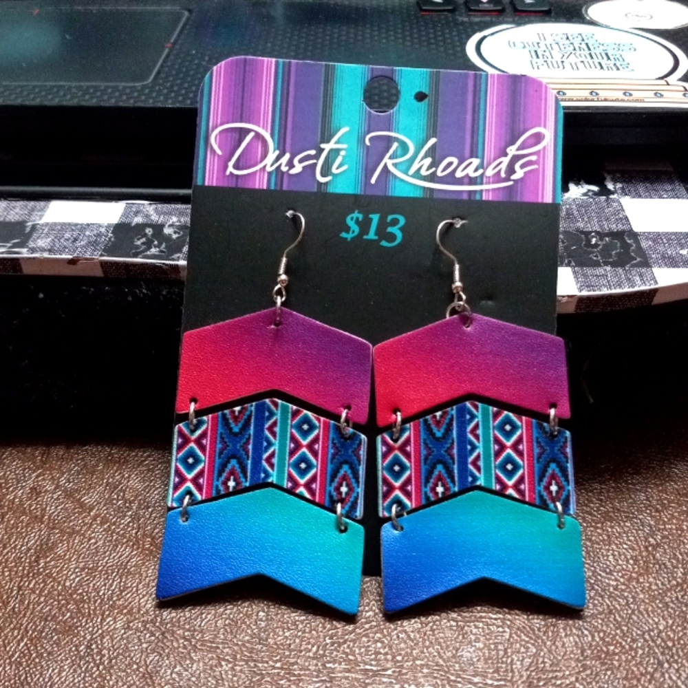 Aztec Layer Pleather Earrings